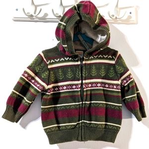 Gymboree Hooded Sweater 12-18 Months Green Jacket Christmas Vibe